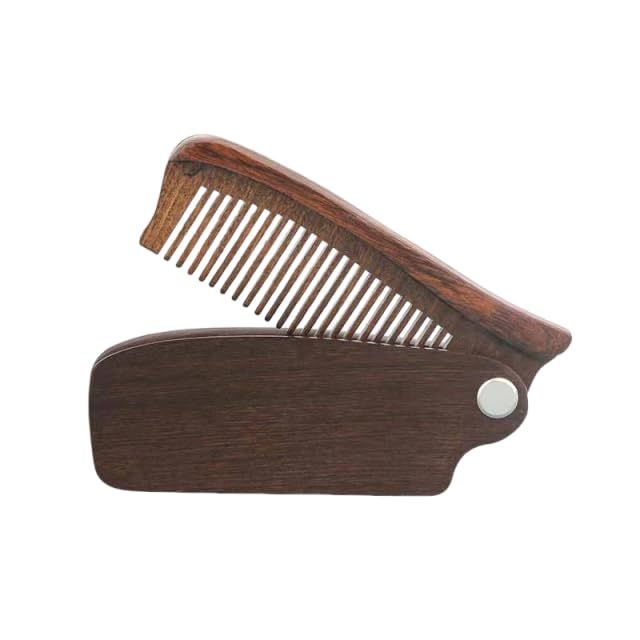 Peine plegable de madera de sándalo, peine de madera de sándalo natural para hombre, cepillo antiestático para el pelo
