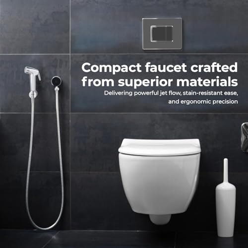 Image of Mila Health Faucet Pixflow | ABS Chrome Handheld Bidet Spray| Modern Jet Spray for Toilet Hygiene | Anti-Slip Grip, Leak-Free, Easy Install | Bathroom Fitting