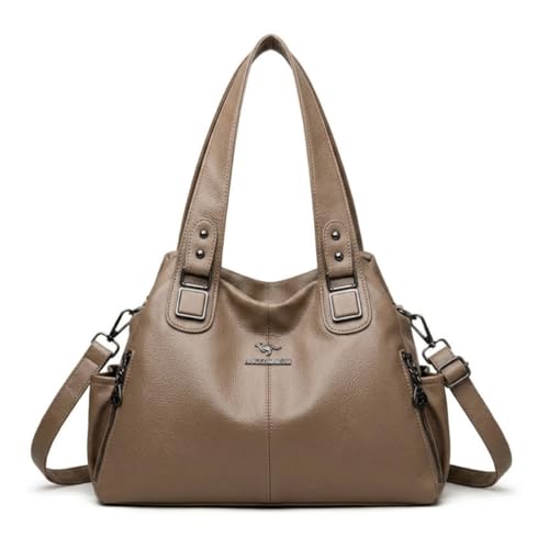 Bolsa de Ombro Grande Feminina de Couro PU Bolsa Feminina Transversal Vintage Multi Bolso Original ALWY (Nude)