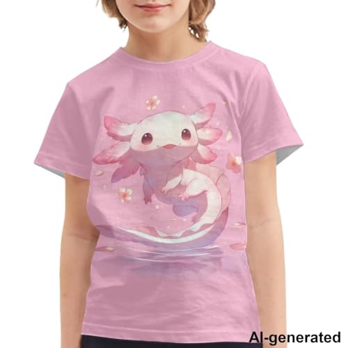 Image of Novelty 3D Graphic T Shirts for Kids Crew Neck Funny Animal Print Short Sleeve Girls Tshirts 3-16 Years