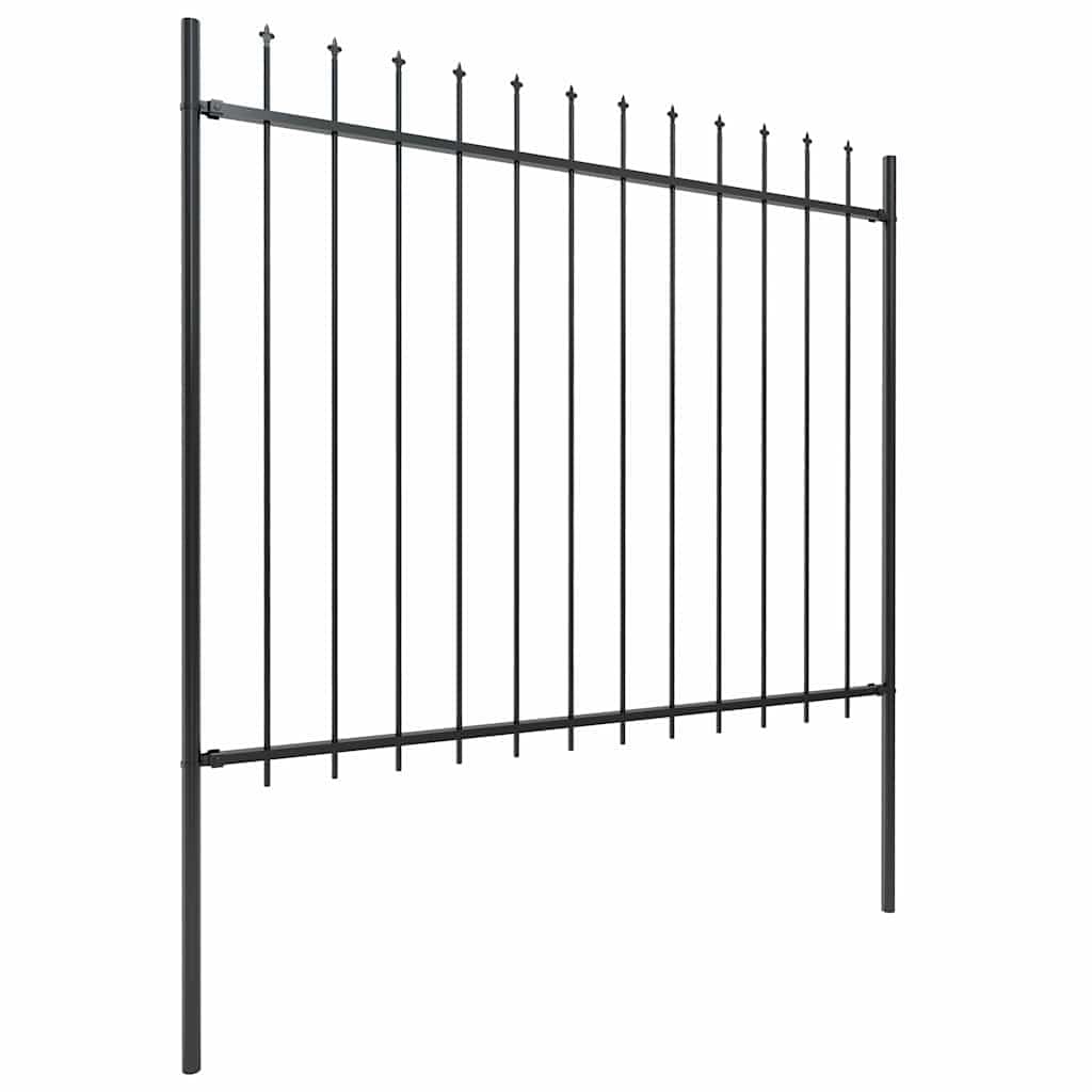Garden Fence with Spear Top Steel 537x150 cm Black Heavy Duty Decorative Outdoor Metal Fence Panel Kit for Yard, Garden and Walkway Security Barrier, Powder Coated Durable Border