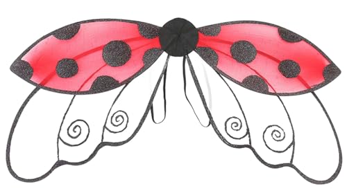 leasote Ladybug Wing for Kids Girls Boys Halloween Costumes Ladybird Fairy Wings Bee Wings for Women Halloween Cosplay (Red)