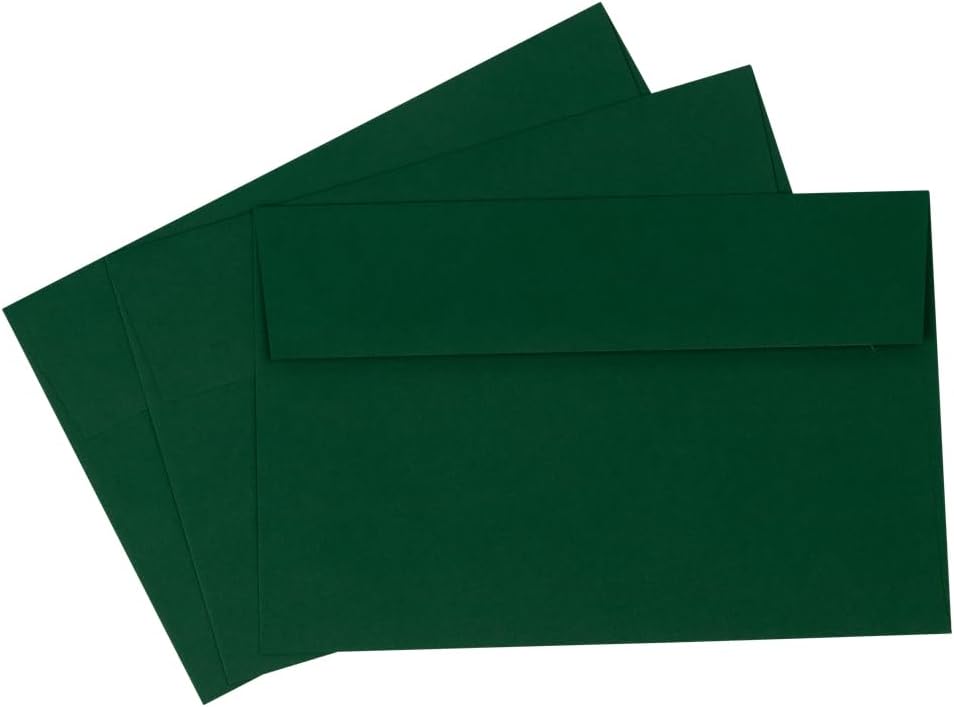JAM PAPER A9 Premium Invitation Envelopes - 5 3/4 x 8 3/4 - Dark Green - 50/Pack