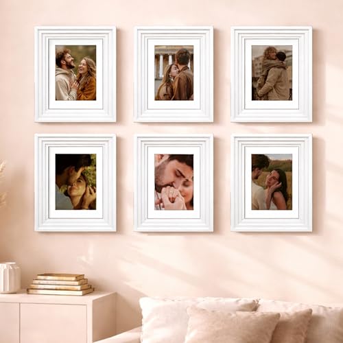 Image of Art Street Luxury Photo Frame for living room, Modern Step Design Photo Frames for Photograph, Art Work, Kids Room Set of 6 (8x10 Inch, White)