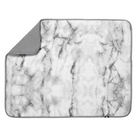 S&T INC. Absorbent, Reversible XL Microfiber Dish Drying Mat for Kitchen, 18 Inch x 24 Inch, Marble