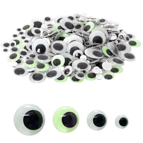 Image of Yolyoo 300Pcs Googly Wiggle Eyes Self Adhesive Glowing in The Darkness Decorations for Halloween Party Crafts Sticker DIY (10 15 20 25 mm)