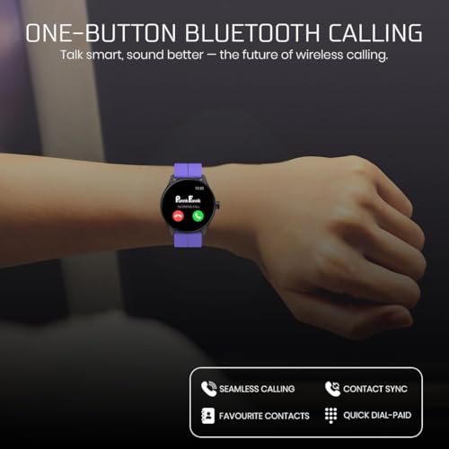 Image of PunnkFunnk Glavito Round Dial Smartwatch 1.49 inch AMOLED Display, 100+ Sports Modes, IP67, Health Tracking, Bluetooth Calling, Crown Control, 100+ Watch Faces for Men & Women (Magnetic Purple)