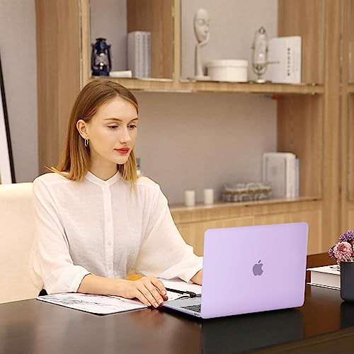 Image of MOSISO Compatible with MacBook Air 13 inch Case 2022 2021 2020 2019 2018 Release A2337 M1 A2179 A1932 Touch ID, Plastic Hard Shell Case & Keyboard Cover for MacBook Air 13.3 inch Case, Light Purple