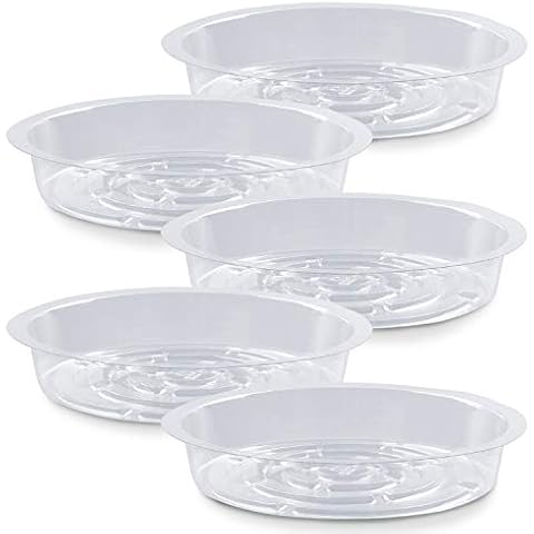 Plant Saucer,5 Pack Plastic Plant Saucer Drip Trays Clear Plastic Saucers Drip Trays Small Plant Plate Dish,Heavy Duty Plant Saucers Flower Pot Tray Flower Pot Drip Pan (8 Inch) Cover