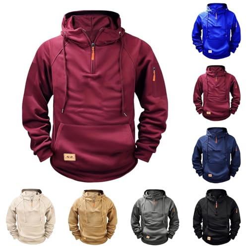 Hoodies For Men Quarter Zip Up Big And Tall Tactical Hoodies Pullovers Fall Winter Fashion Hooded Sweatshirt With Pockets2