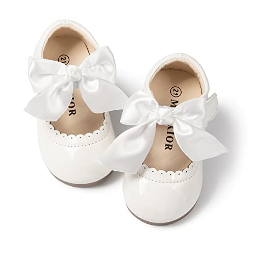 CENCIRILY Mary Jane Chaussures basses classiques pour fille avec nœud, A01 Blanc, 25 EU