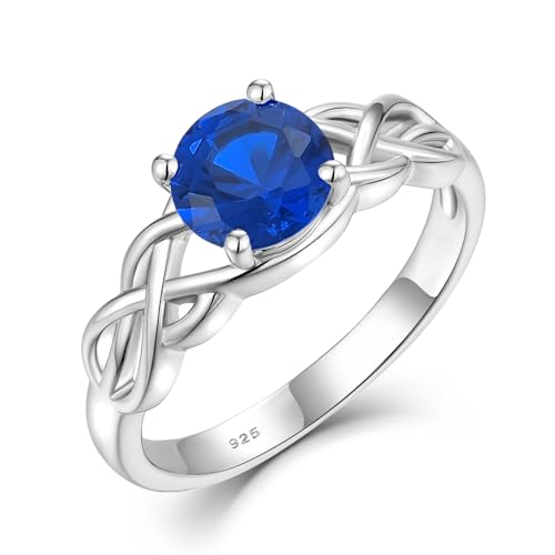 STARCHENIE Celtic Knot Promise Ring for Women 925 Sterling Silver Engagement Wedding Band with Birthstone (Size 5-10)