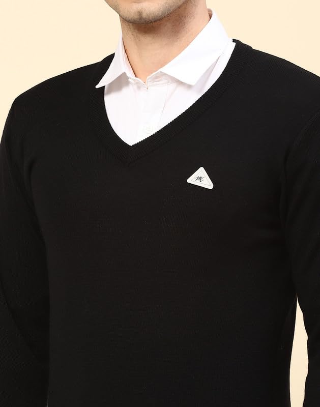 Image of Monte Carlo Shell Solid V Neck Pullover | Warm Woolen Pullover for Men | Soft Comfortable Knitted Winter Wear Sweater for Men's