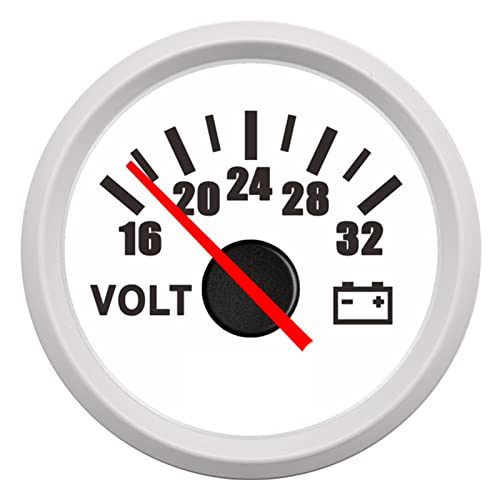 SENEHGMLP(売店) 52mm電圧メートルの海洋の自動電圧計8-16Vの自動車の車のボートのための防水ゲージ赤いバックライト12Vの自動車 自動車用電圧計(WW 1632V)