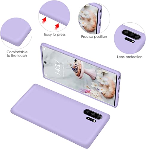 Image of DIZORO Liquid Silicone Case with Microfiber Cushioning Compatible for Samsung Galaxy Note 10 Plus Shockproof Slim Back Cover, Gel Rubber Full Body Protection - Purple