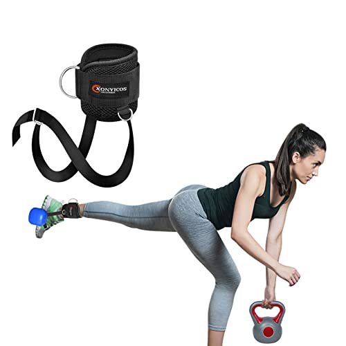 XonyiCos Adjustable Ankle Weights Straps for Cable Machine,Dumbbell Attachment for Feet - Leg Curl Kickbacks and Extensions - Pesas para Tobillos for Men and Women