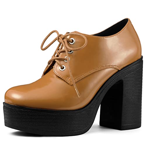 Bottines à talons hauts à lacets et bout rond Allegra K style rétro