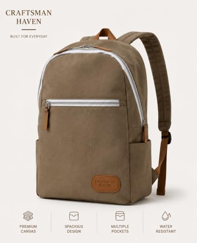 Image of Canvas Backpack | Lightweight Casual Daypack with Front Zipper Pocket | Durable Travel, & Daily Use Backpack | Unisex Travel Backpack | Laptop Backpack Compatible with upto 14 inch Laptop