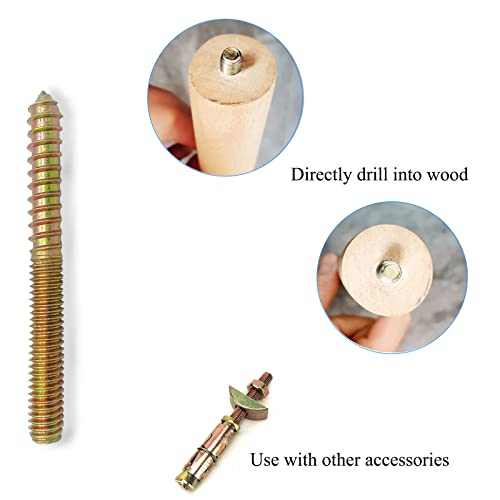 Image of 12 Pack 5 /16-18 x 3 Inch Hanger Bolts 5 /16-18 inch Double Headed Bolts 5 /16 Wood Dowel Screw Self-Tapping Screw Hanger Bolts for Furniture Double Head Threaded Rods Bolt 75mm Length