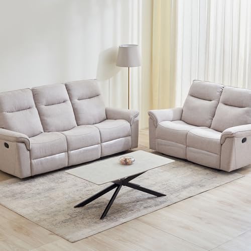 Image of Home Centre | Artise | 5 Seater | Fabric|Solid Wood | Recliner Sets | Beige | Recliner Set 3+2 | 1 Year Warranty