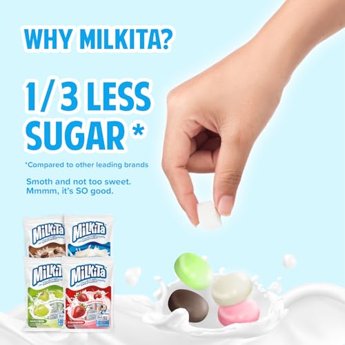 Milkita Creamy Assorted Milk Candy – Low-Sugar Healthy Sweets with Real Milk for Kids & Adults – Fat Free & Gluten Free Candy with Calcium for Everyday Indulgence (4-Pack/25 Count Each)