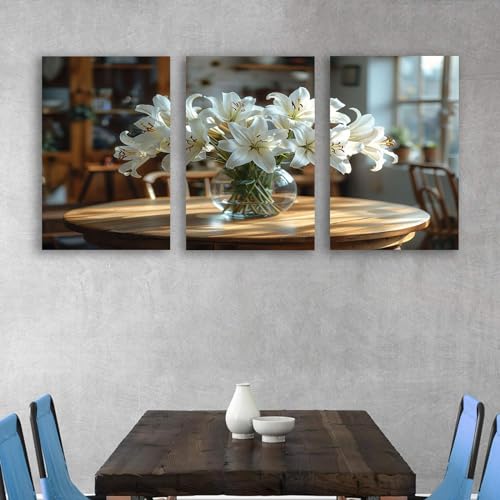Art sur toile ensemble de lys vintage DunPei déco chambre 50x70cm