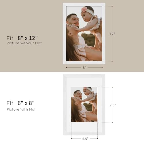 8x12 Oak Wood Picture Frams - Minimalist 8x12 Oak Wood Frames, 8"x12" Picture Frame Wood, Natural Solid Wooden Picture Frames for Wall Art Photo and Prints(3 Pack, White)