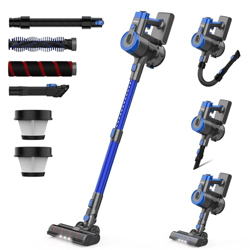 DEVOAC V90 Cordless Vacuum Cleaner, 28KPa Powerful Suction, Up to 45mins Runtime, 60dB Ultra Quiet, 6 in 1 Cordless Stick Vacuum Cleaner for Hard Floor, Carpet, Pet Hair(Blue)