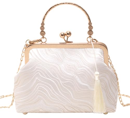 Retro Shoulder Handbag for Women Kiss Lock Chain Clutch Purse Elegant Crossbody Evening Bag for Party Prom 2025