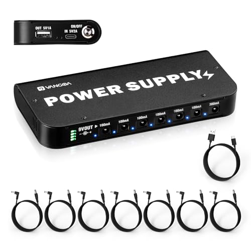 Vangoa Rechargeable Guitar Pedal Power Supply Built-in...