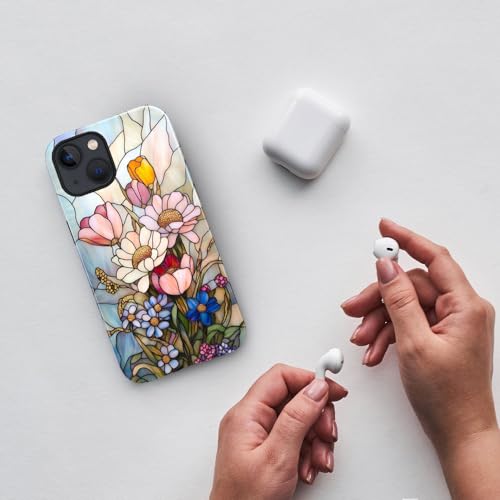 Coque iPhone 15 Plus silicone TPU souple, protection antichoc transparente fleurs sauvages