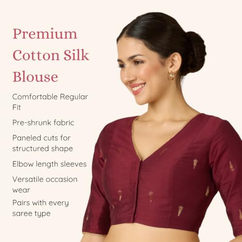 Image of Studio Shringaar Women's Handloom Cotton Silk Readymade Saree Blouse with Underarm Sweat Pads (Pack of 14 Pads)