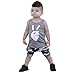 Briskorry Baby Kleidung Jungen 2tlg Weste Cartoon Drucken T-Shirt Ärmlos Tops + Camouflage Kurze Hose Set Outfits Kleinkind Kinder Kleidung Set Sommer-Outfits Bekleidungsset 12M-5Y