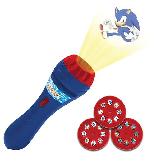 Lexibook, Sega Sonic The Hedgehog, Proiettore di storie e Torcia Luminosa, Proietta 24 Immagini dal Mondo di Sonic con 3 Dischi, Rosso/Blu, LTC050SN