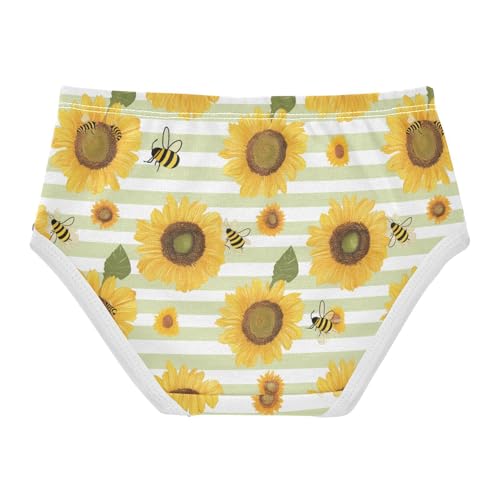Wusikd Sunflower Bee Girls' Underwear Cotton Green Stripes Girls Briefs Soft Toddler Underwear 2T2