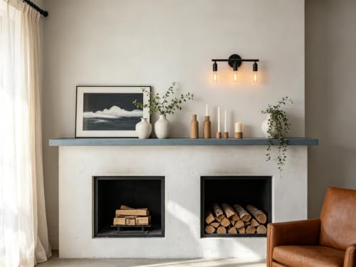 Image of PERMO 3-Light Vanity Light Black Industrial Wall Sconce for Mirror Over Sink, Hardwired wall Light Fixture for Hallway Gallery
