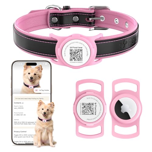 Collier en cuir avec support AirTag taille M pour chien de 35-51 cm - 2