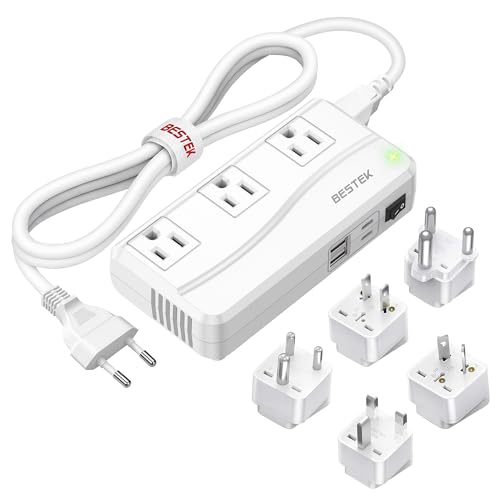 BESTEK 220V to 110V Converter 300W AC Voltage Converter US to Europe with 2 USB-C (PD20w) Step Down Power Converter for European Travel (EU/UK/AU/JP/India/South Africa 5 Universal Plug Adapter)