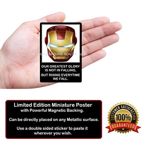 Image of LADY HAWK Iron Man Arc Reactor Poster Motivational and Inspirational Quotes Miniature Picture with magnetic backing. Directly sticks to any Metal Surface. Size 10x7cms Ironman Poster Series (AV49)