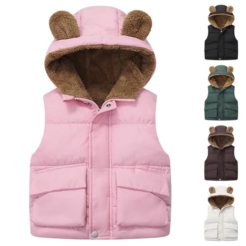 Girls Sleeveless Fleece Warm Jacket Toddler Boys Girls Hooded Puffer Vest Padded Winter Jacket Sleeveless Bear Coat3