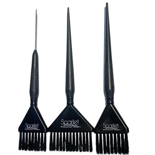 Scarlet Line Professional Dye Brushes Hair Coloring Bleach Dye Mixing Brush for Home Beauty Salon Barber Shop for Men and Women Set of 3 Pcs Scarlet Line Professional Dye Brushes Hair Coloring Bleach Dye Mixing Brush for Home Beauty Salon Barber Shop for Men and Women Set of 3 Pcs