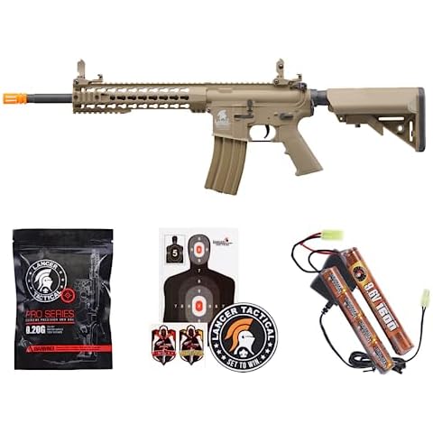 Lancer Tactical Gen 2 Airsoft M4 Carbine 10" KeyMod Piactinny AEG Rifle-1000 Rounds 0.20g BBS, 9.6v Nimh Battery & Charger Included Cover
