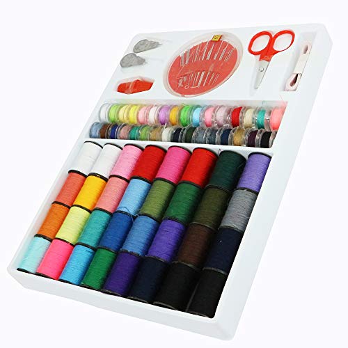 Hcom 裁縫道具 基本セット 手縫い ソーイング ミシン糸 糸通し 糸64個 32色