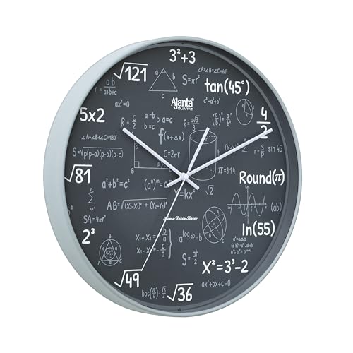 Image of Ajanta 10077 Wall Clock (13.8 Inch / 350mm) - Silent Sweep Non-Ticking Movement - Stylish Grey Home Decor Clock for Living Room, Bedroom, Study
