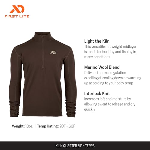 First Lite Men's Kiln Quarter-Zip - Merino Wool Midweight Camo Hunting Base Layer2