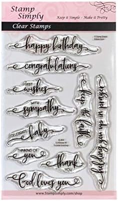 Stamp Simply Clear Stamps Farmhouse All Occasion Greetings and Sentiments Christian Religious 4x6 Inch Sheet - 10 Pieces