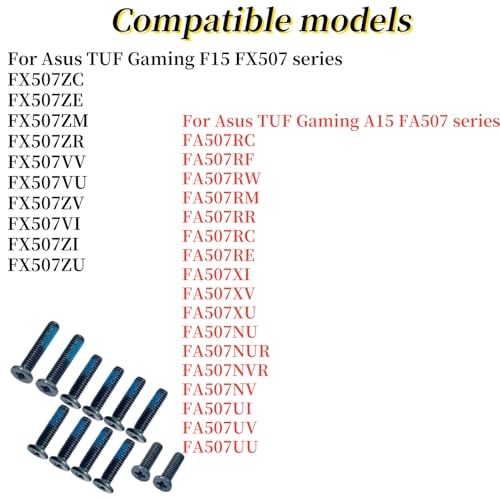 Image of Bottom Case Screws for Asus TUF Gaming A15 FA507 FX507 FA507RC | FA507RF FA507RW FA507NU FA507NUR FA507XI FA507RE /F15 FX507ZC FX507ZE FX507VI Lower Bottom Base Cover Case Screws Replacement