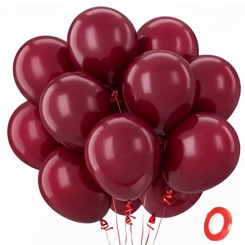 QIFU Ballon Bordeaux-100 Pièces Ballons Anniversaire Ballon Marron Rouge, Latex Helium Ballons De Baudruche Pour Femme Anniversaire Graduation Mariage Baby...