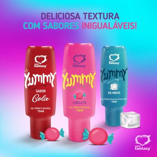 KIT 10 Gel térmico comestível para sexo oral Yummy 15 ml sexy fantasy SEX SHOP