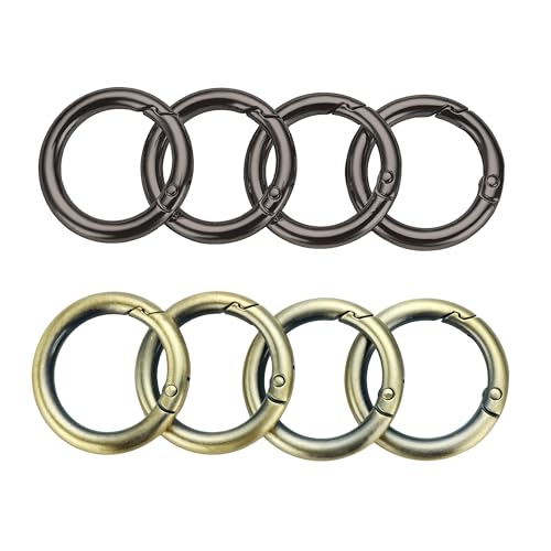 Image of Gkeygo Key Ring Clip, 1 Inch Keychain Rings, 8 Pack Round Carabiner Clip for Keys, Buckle, Bags, Purses - Key Chain Hooks Replacement Keychains Lanyard DIY Crafts - Black, Bronze